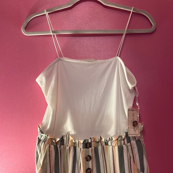 Striped White and Multicolor Women's Romper - Picture 2 of 6